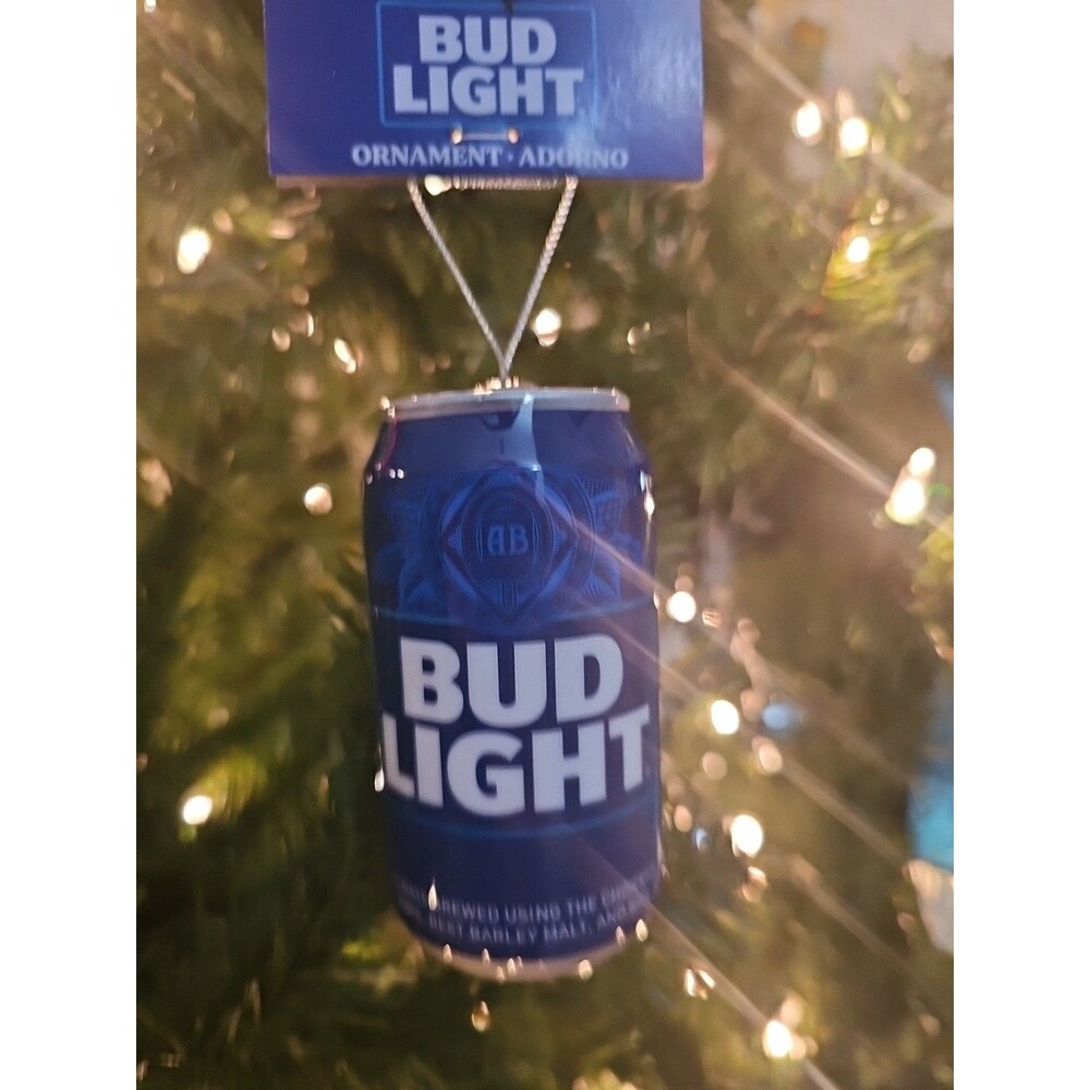 BUD Light Beer Can Drink Faux Food Christmas Tree Decoupage Ornament 2025